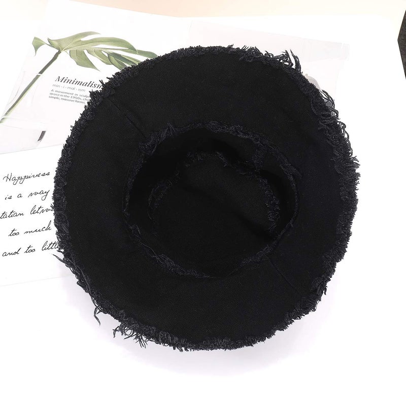 boderier Sun Hats for Women Wide Brim Summer Flap Cover Cap Beach Vacation Travel Accessories (Black) - Image 3